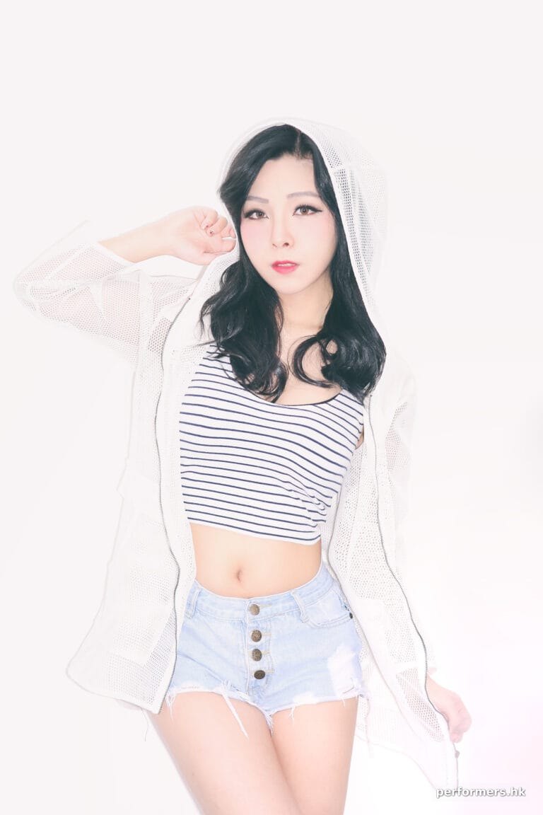 Z wing white hoodie promo shot female DJ Hong Kong