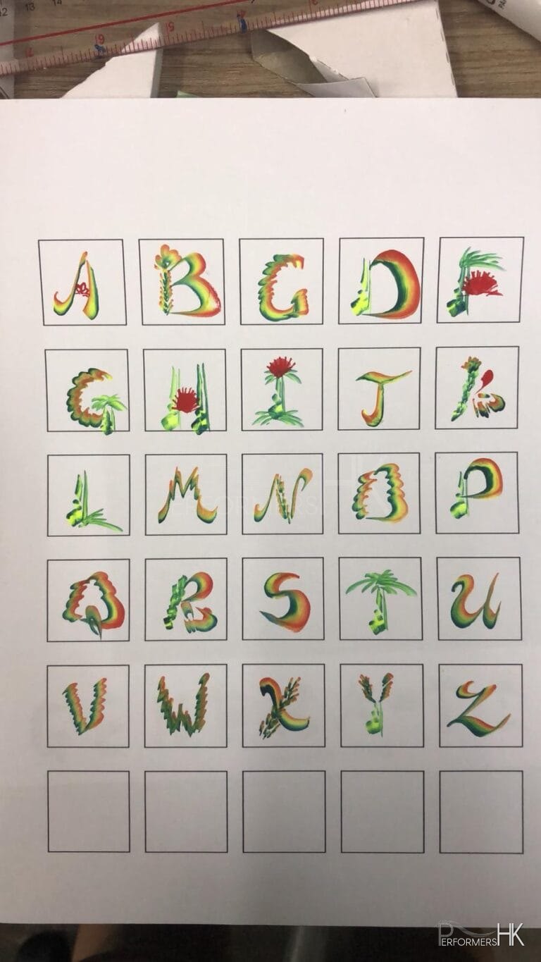 drawn calligraphy in english for events display board